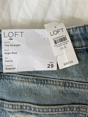 LOFT Light Blue High-Rise Curvy Straight Jeans